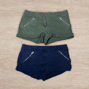 Bundle of 2 Y2K Low Rise Chinos Green and Blue Shorts Womens Size 4